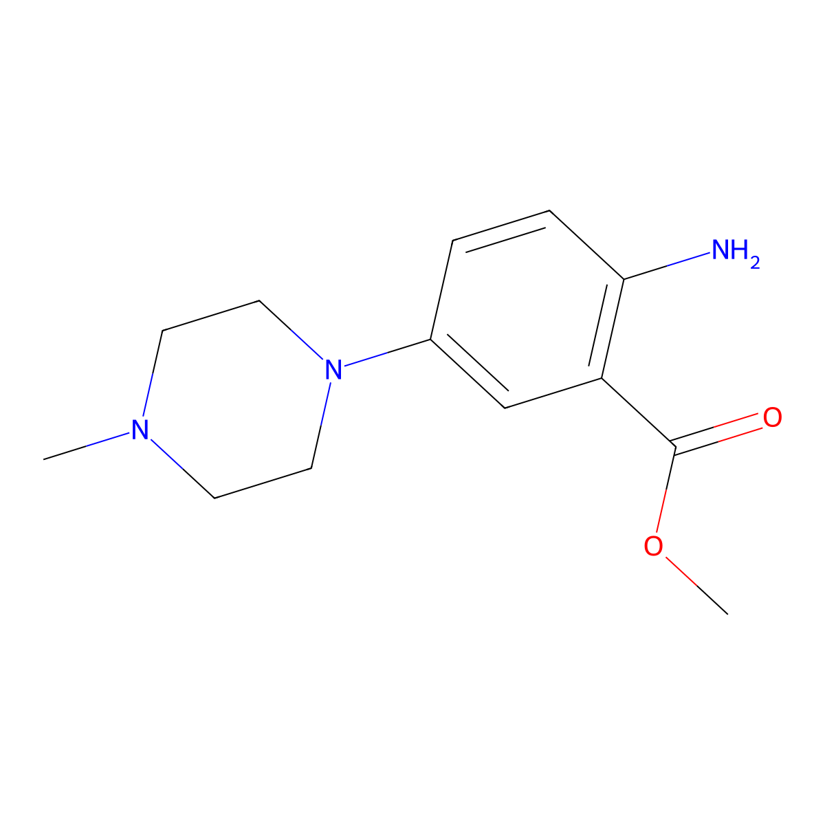 Methyl 2-amino-5-(4-methylpiperazin-1-yl)benzoate molecular structure, CAS 1292464-25-5