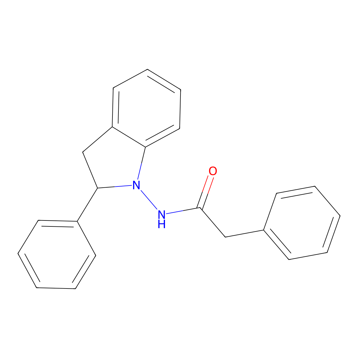 2-phenyl-N-(2-phenyl-2,3-dihydroindol-1-yl)acetamide molecular structure, CAS 129247-16-1