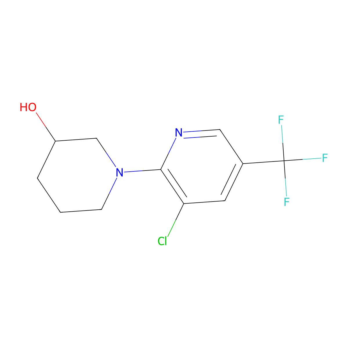 1-(3-Chloro-5-(trifluoromethyl)pyridin-2-yl)piperidin-3-ol molecular structure, CAS 1292498-24-8