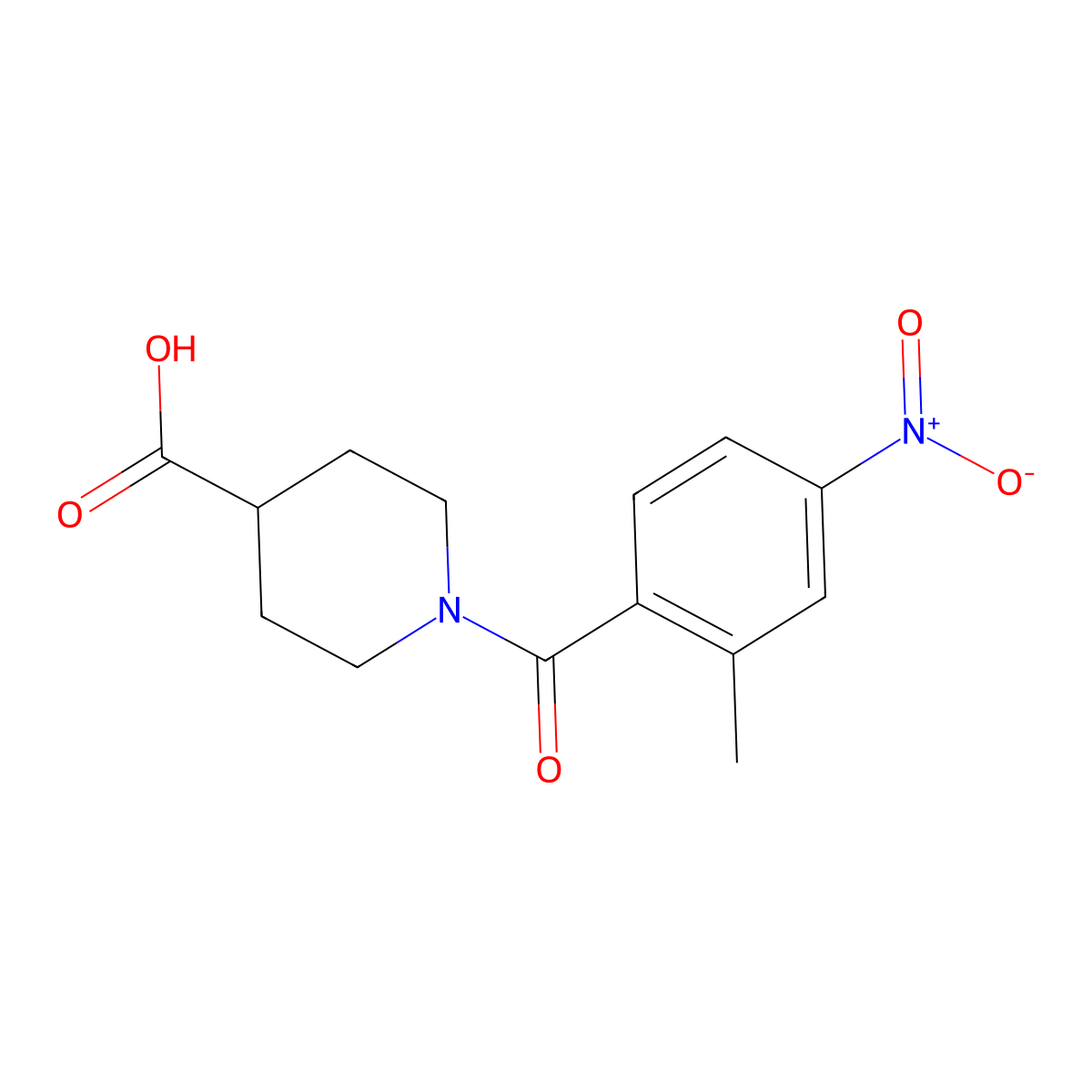 1-(2-Methyl-4-nitrobenzoyl)-4-piperidinecarboxylic acid molecular structure, CAS 1292527-52-6