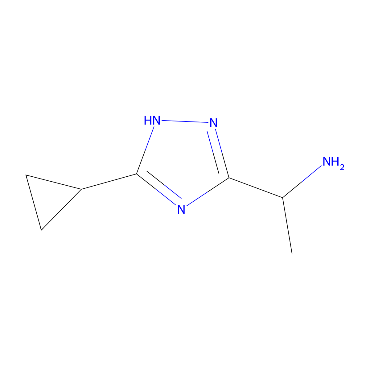1-(3-cyclopropyl-1H-1,2,4-triazol-5-yl)ethan-1-amine molecular structure, CAS 1292557-62-0
