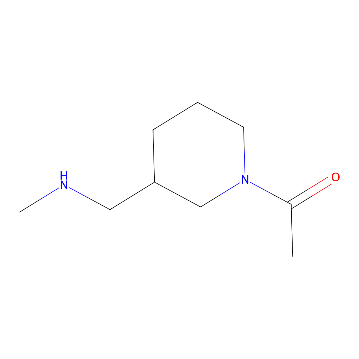 1-(3-((Methylamino)methyl)piperidin-1-yl)ethanone molecular structure, CAS 1292578-74-5