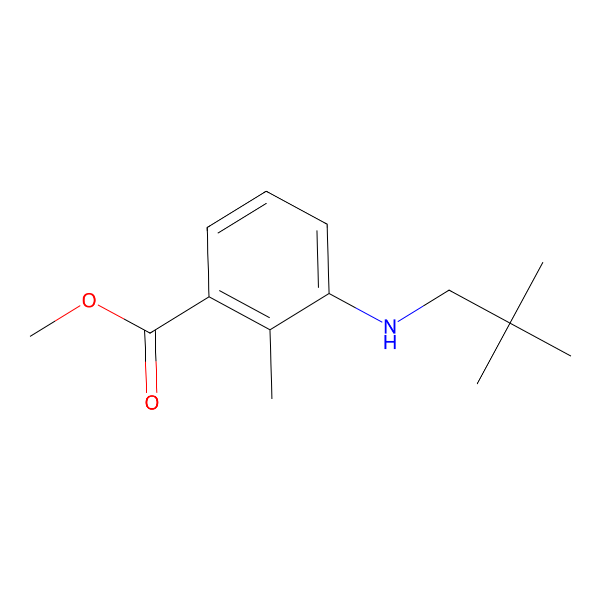 Methyl 3-[(2,2-dimethylpropyl)amino]-2-methylbenzoate molecular structure, CAS 1292582-74-1