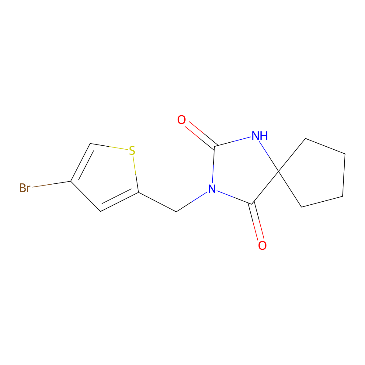 3-[(4-Bromothiophen-2-yl)methyl]-1,3-diazaspiro[4.4]nonane-2,4-dione molecular structure, CAS 1292607-12-5