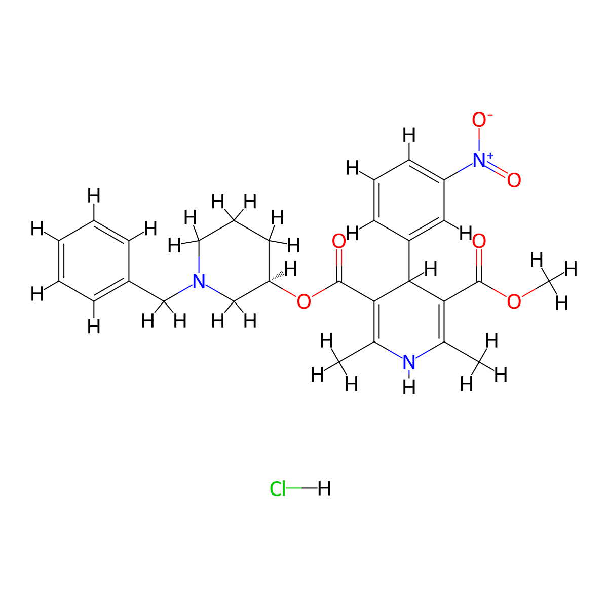 (-)-alpha-Benidipine hydrochloride molecular structure, CAS 129262-07-3