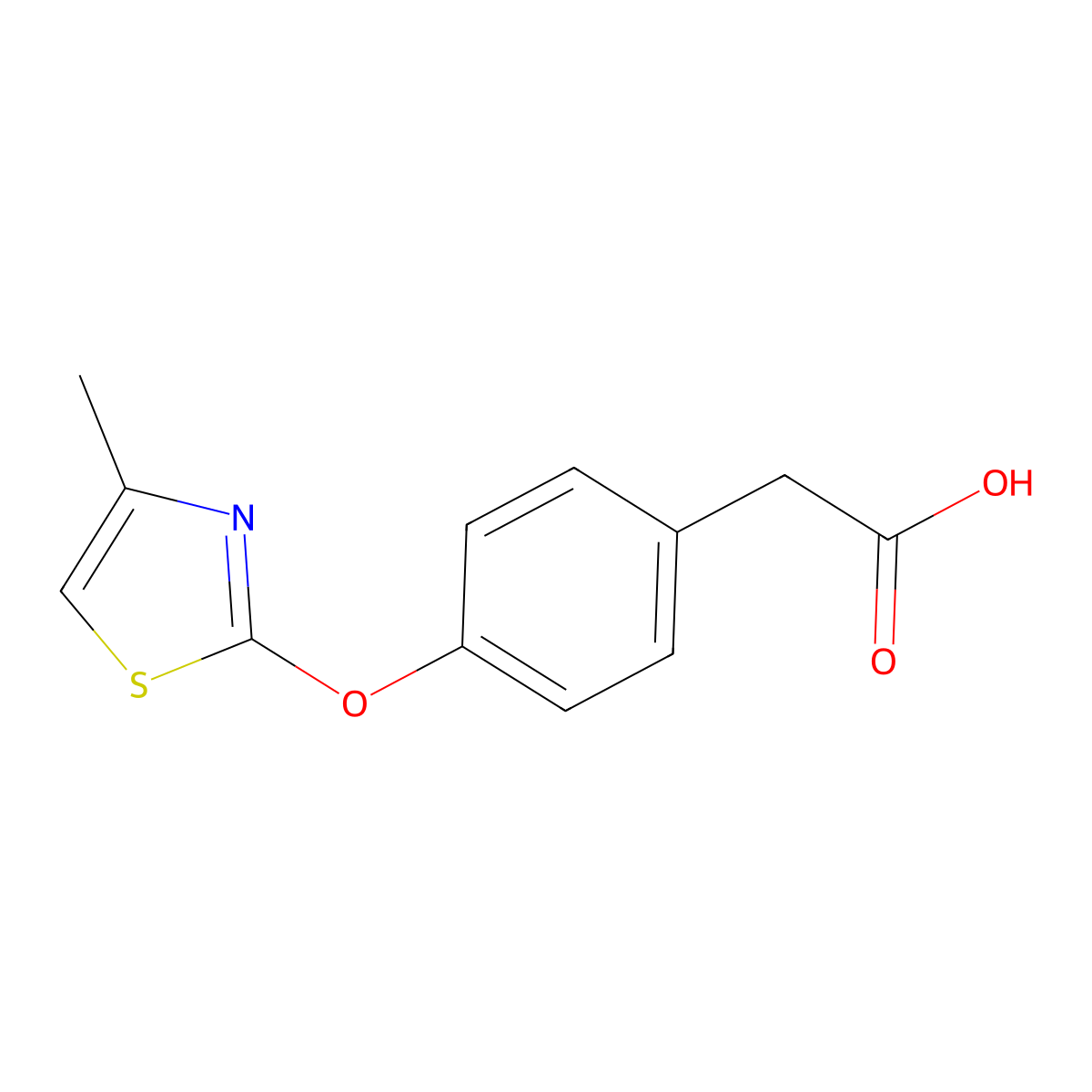 2-[4-[(4-Methyl-1,3-thiazol-2-yl)oxy]phenyl]acetic acid molecular structure, CAS 1292620-37-1