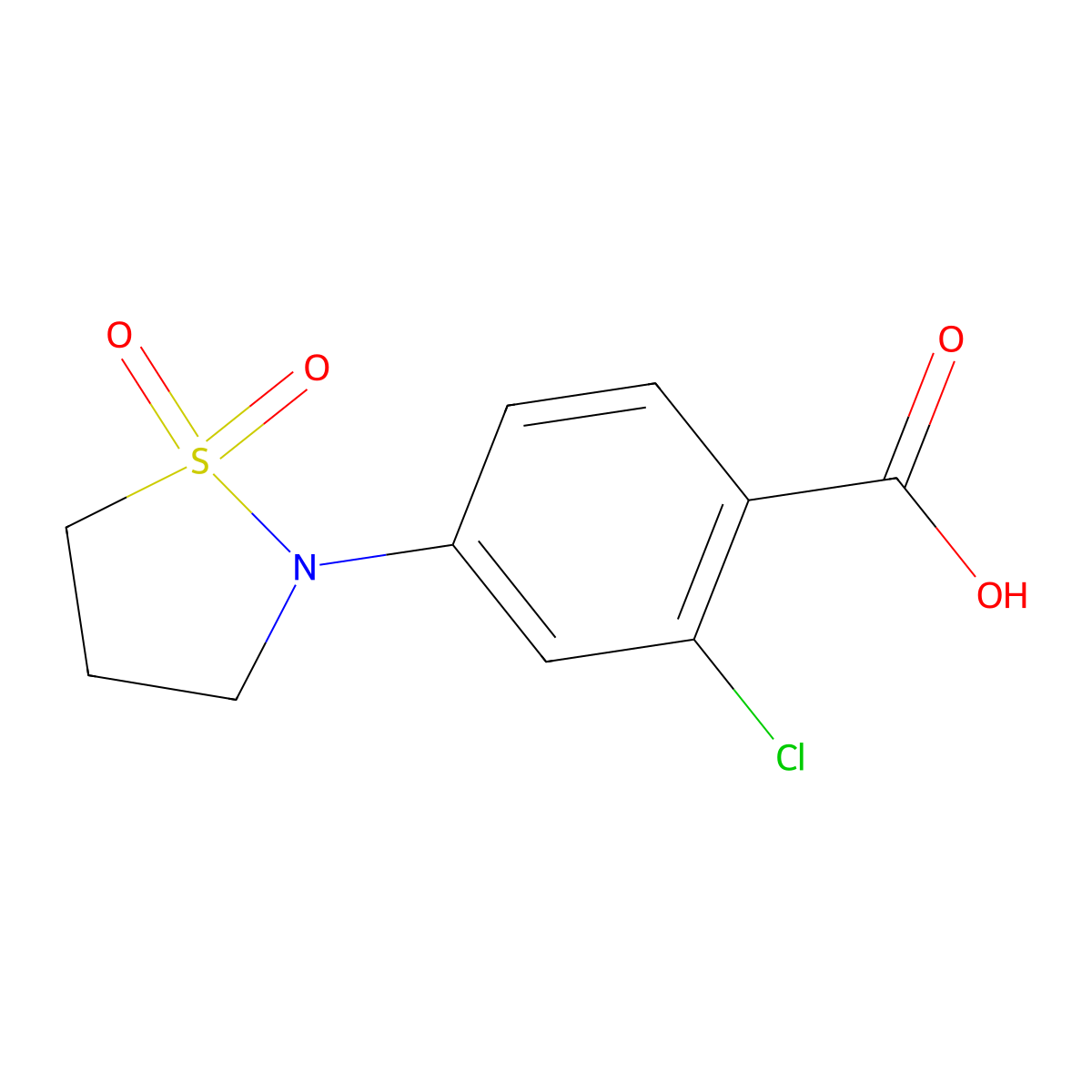 2-Chloro-4-(1,1-dioxo-1,2-thiazolidin-2-yl)benzoic acid molecular structure, CAS 1292620-71-3