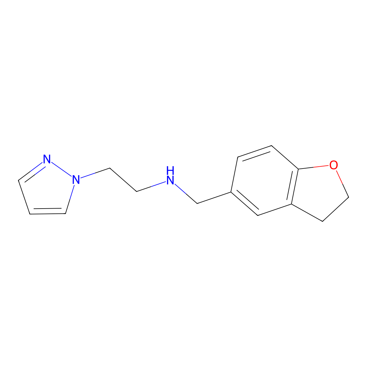 n-((2,3-Dihydrobenzofuran-5-yl)methyl)-2-(1h-pyrazol-1-yl)ethan-1-amine molecular structure, CAS 1292631-28-7