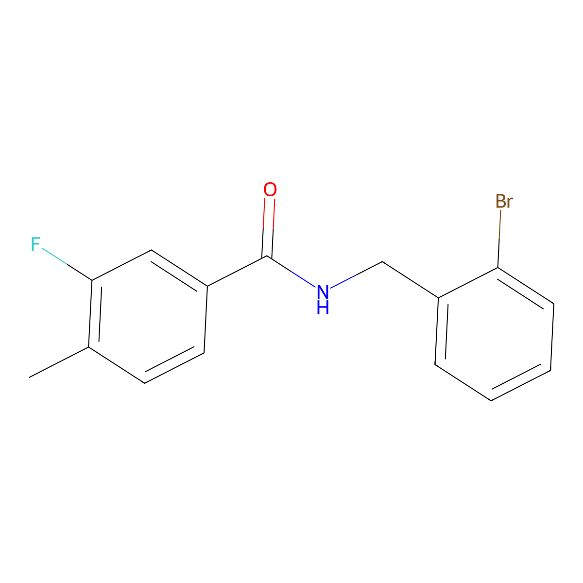 N-[(2-bromophenyl)methyl]-3-fluoro-4-methylbenzamide molecular structure, CAS 1292632-32-6