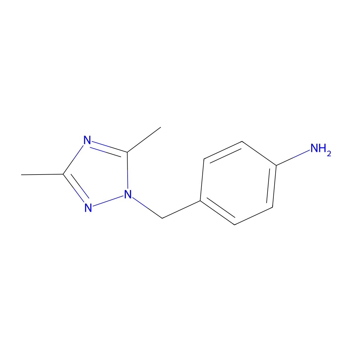 4-((3,5-Dimethyl-1H-1,2,4-triazol-1-yl)methyl)aniline molecular structure, CAS 1292649-18-3