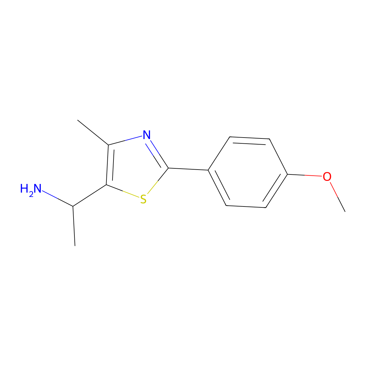 1-[2-(4-Methoxyphenyl)-4-methyl-1,3-thiazol-5-yl]ethan-1-amine molecular structure, CAS 1292685-25-6