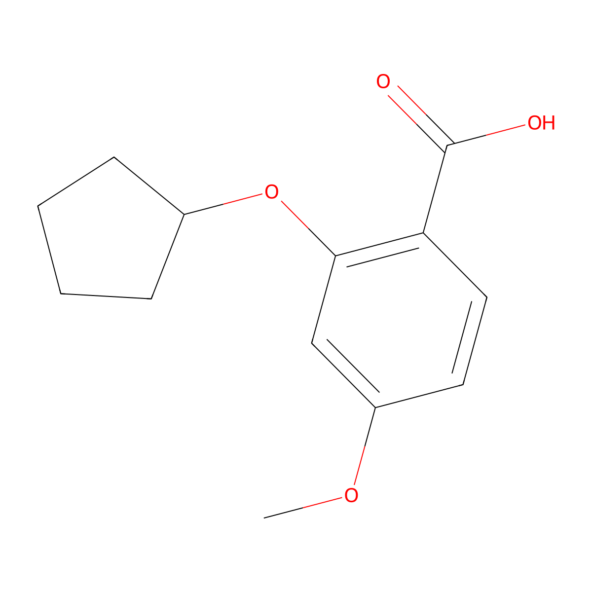 2-(Cyclopentyloxy)-4-methoxybenzoic acid molecular structure, CAS 1292690-31-3