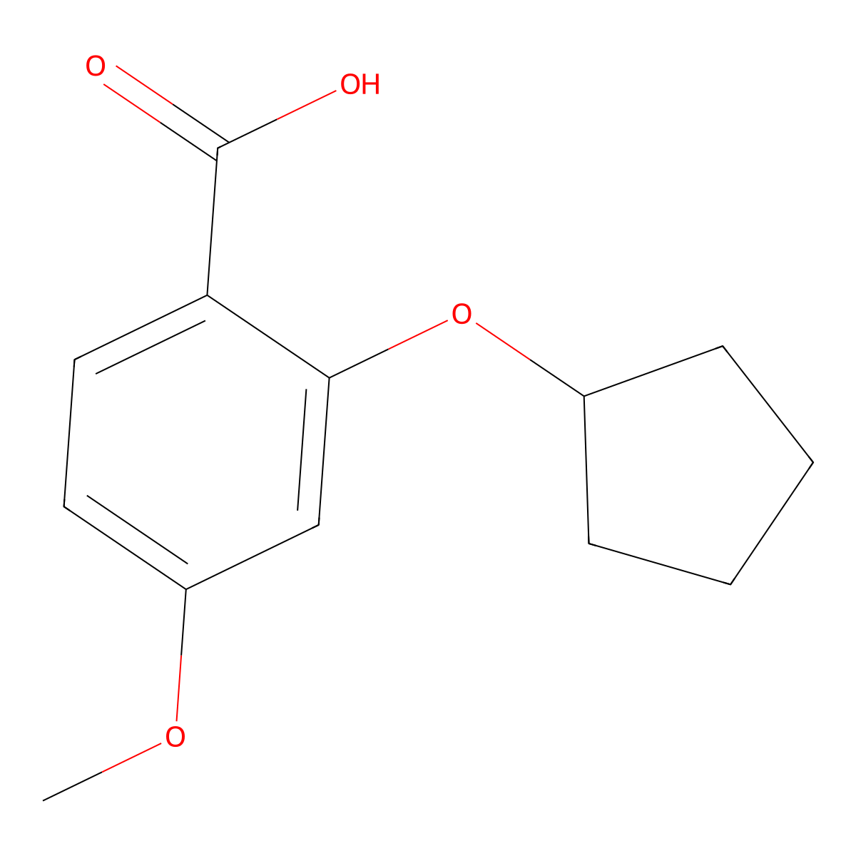 2-(Cyclopentyloxy)-4-methoxybenzoic acid molecular structure, CAS 1292690-31-3