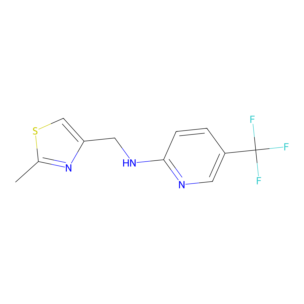 2-Pyridinamine, N-[(2-methyl-4-thiazolyl)methyl]-5-(trifluoromethyl)- molecular structure, CAS 1292691-57-6