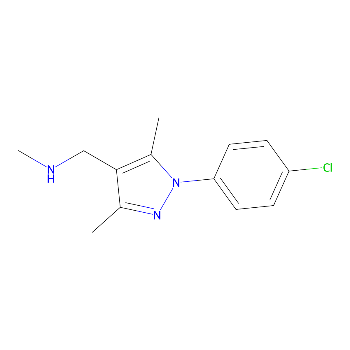 {[1-(4-chlorophenyl)-3,5-dimethyl-1H-pyrazol-4-yl]methyl}(methyl)amine molecular structure, CAS 1292691-62-3