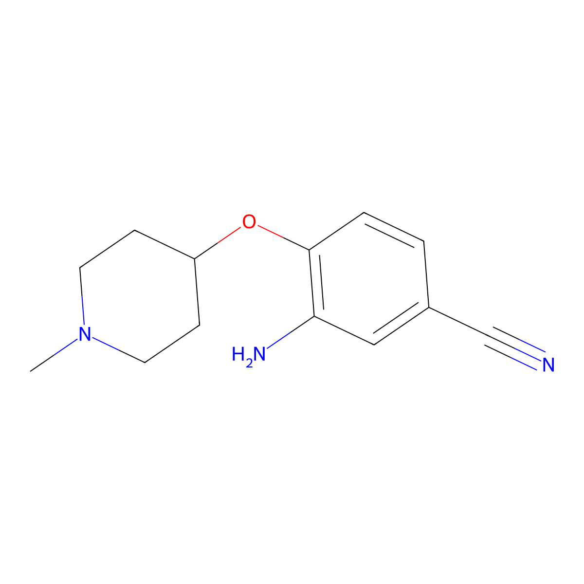 3-Amino-4-((1-methylpiperidin-4-YL)oxy)benzonitrile molecular structure, CAS 1292712-78-7