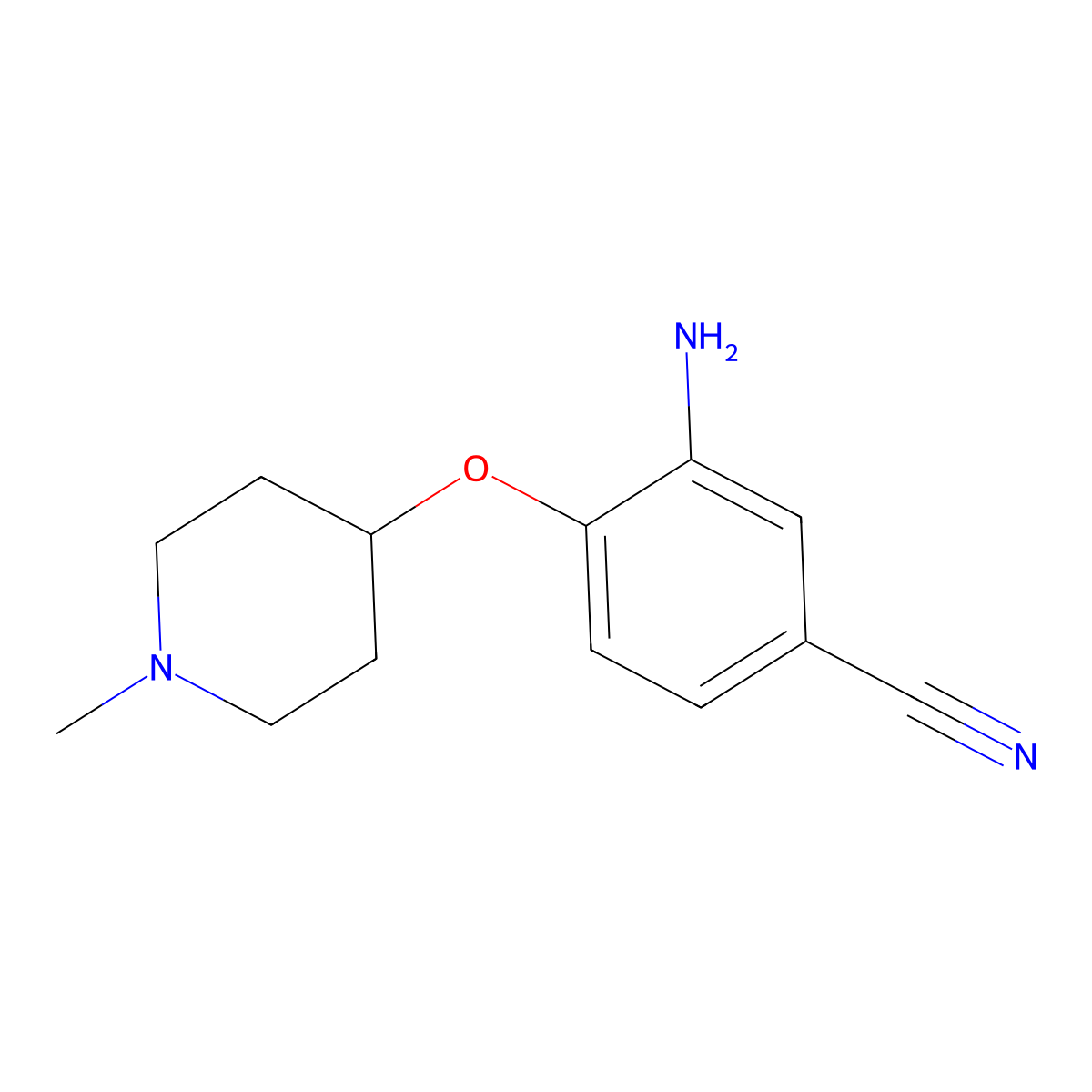 3-Amino-4-((1-methylpiperidin-4-YL)oxy)benzonitrile molecular structure, CAS 1292712-78-7