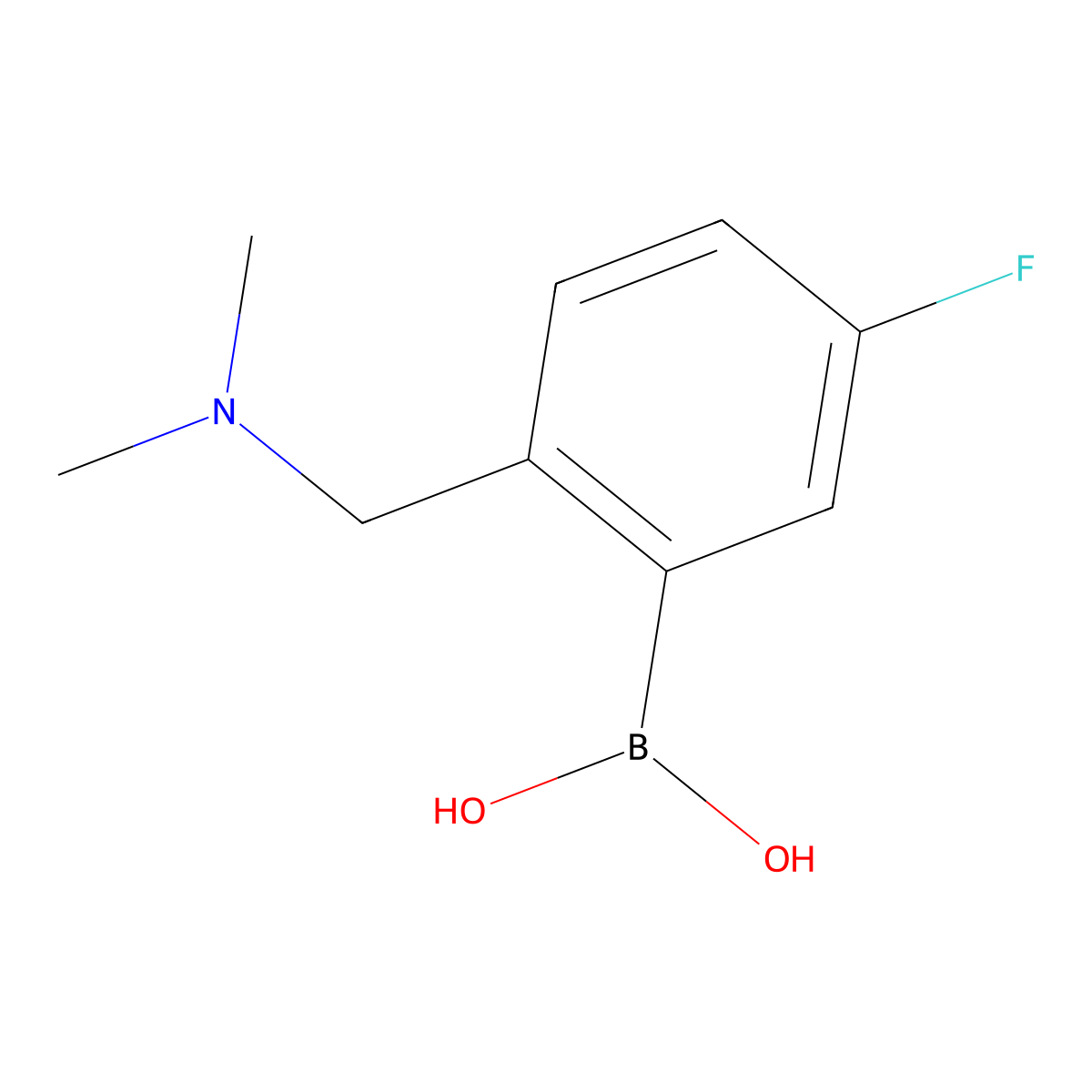 (2-((Dimethylamino)methyl)-5-fluorophenyl)boronic acid molecular structure, CAS 1292755-46-4