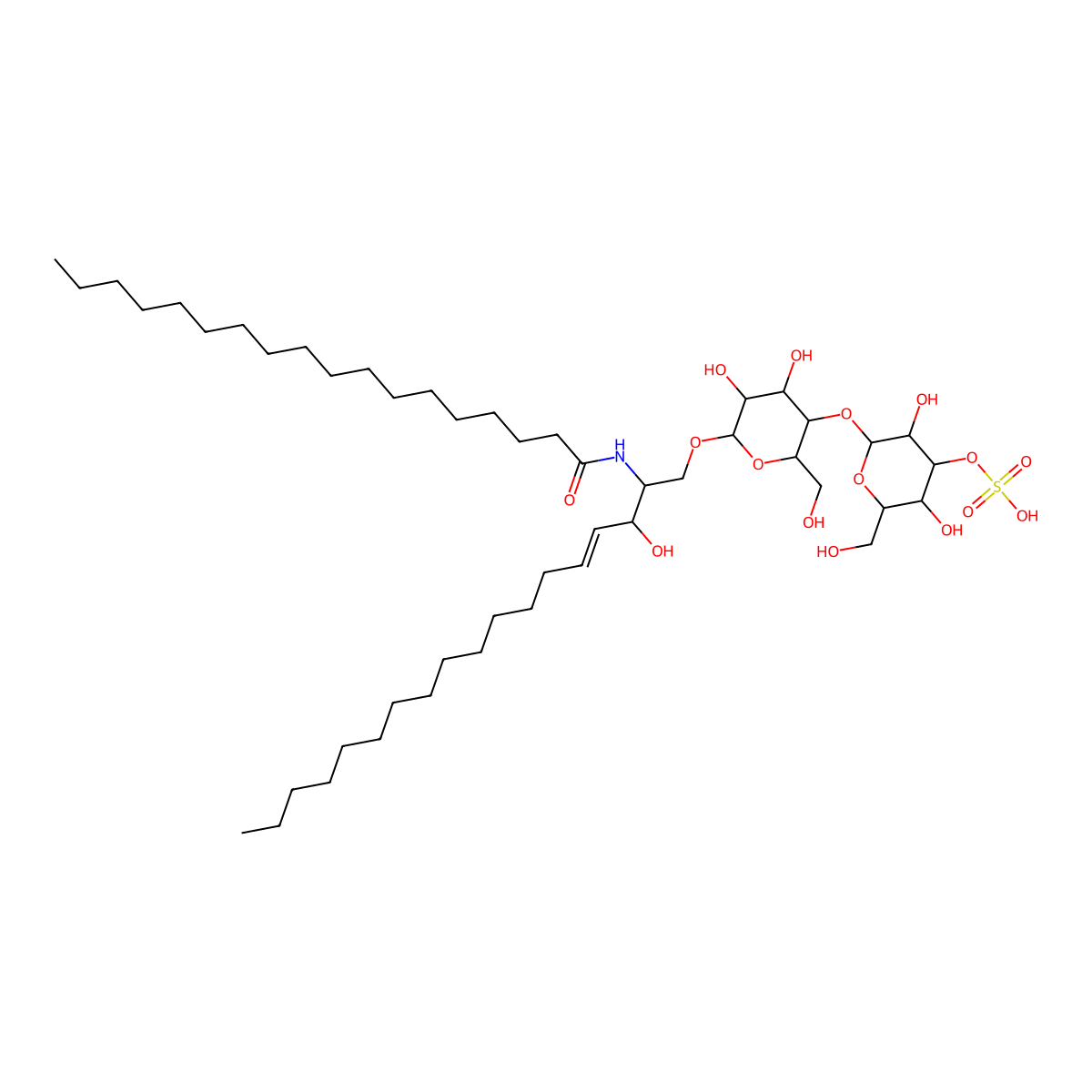 N-[(1S,2R,3E)-2-hydroxy-1-[[[4-O-(3-O-sulfo-beta-D-galactopyranosyl)-beta-D-glucopyranosyl]oxy]methyl]-3-heptadecen-1-yl]-octadecanamide molecular structure, CAS 1292769-63-1