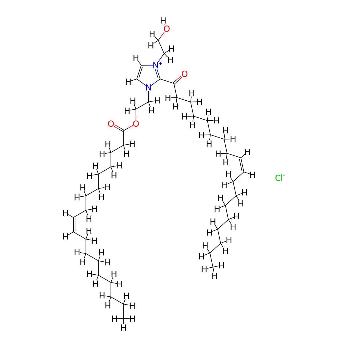 1-(2-Hydroxyethyl)-2-[(9Z)-1-oxo-9-octadecen-1-yl]-3-[2-[[(9Z)-1-oxo-9-octadecen-1-yl]oxy]ethyl]-1H-Imidazolium, chloride molecular structure, CAS 1292821-06-7