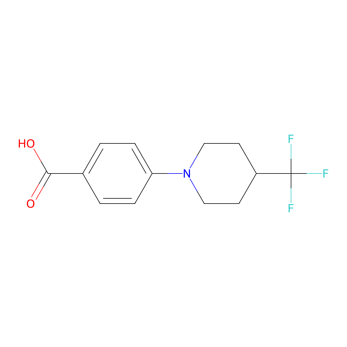 4-[4-(Trifluoromethyl)-1-piperidinyl]benzoic acid molecular structure, CAS 1292835-63-2
