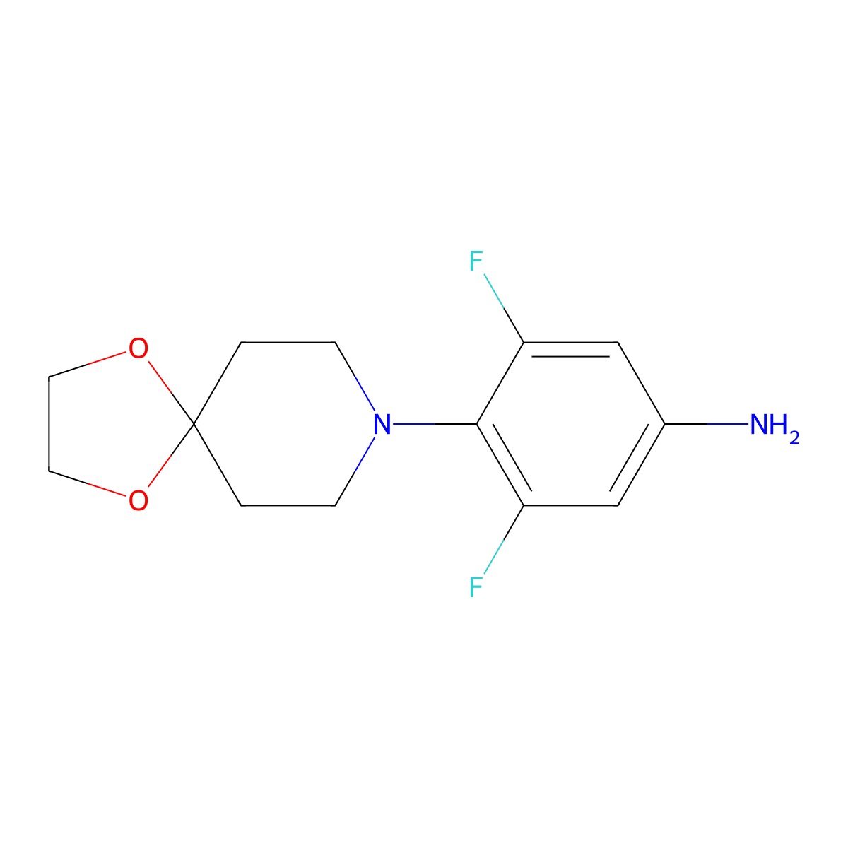 3,5-Difluoro-4-(1,4-dioxa-8-azaspiro[4.5]decan-8-yl)aniline molecular structure, CAS 1292836-43-1