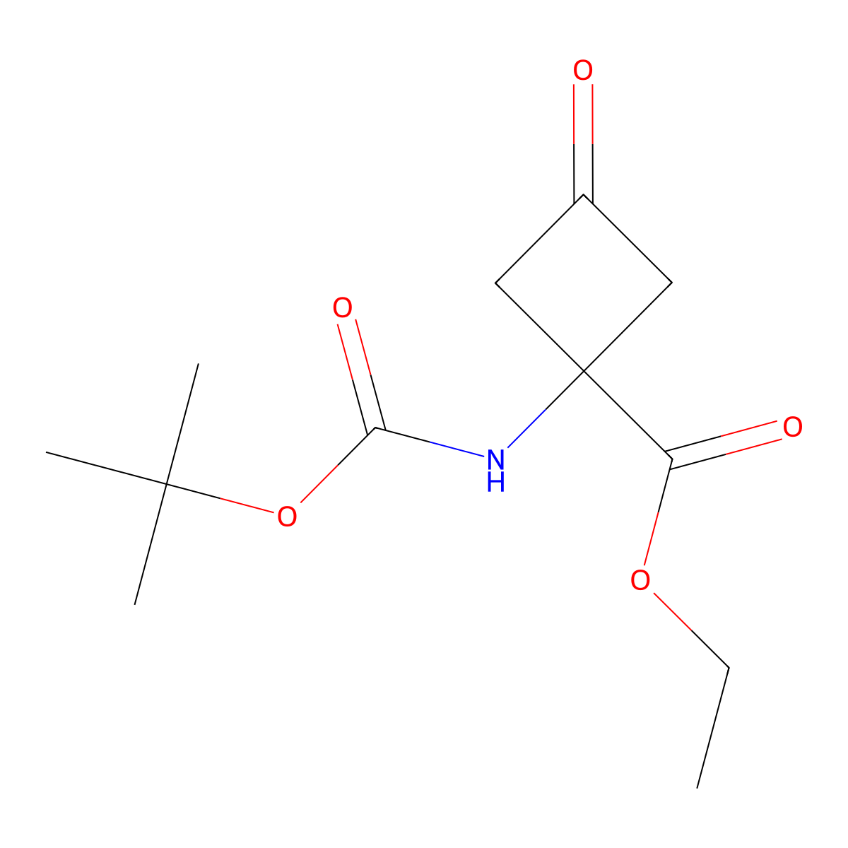 Ethyl 1-([(tert-butoxy)carbonyl]amino)-3-oxocyclobutane-1-carboxylate molecular structure, CAS 129287-91-8