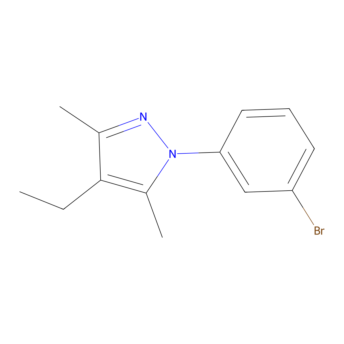 1-(3-bromophenyl)-4-ethyl-3,5-dimethyl-1H-pyrazole molecular structure, CAS 1292926-60-3