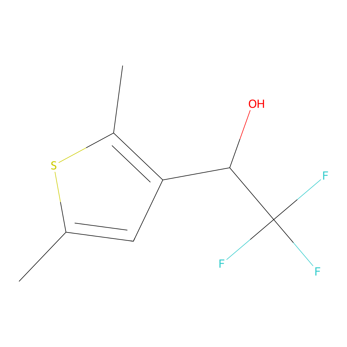 1-(2,5-Dimethylthiophen-3-yl)-2,2,2-trifluoroethan-1-ol molecular structure, CAS 1292939-19-5
