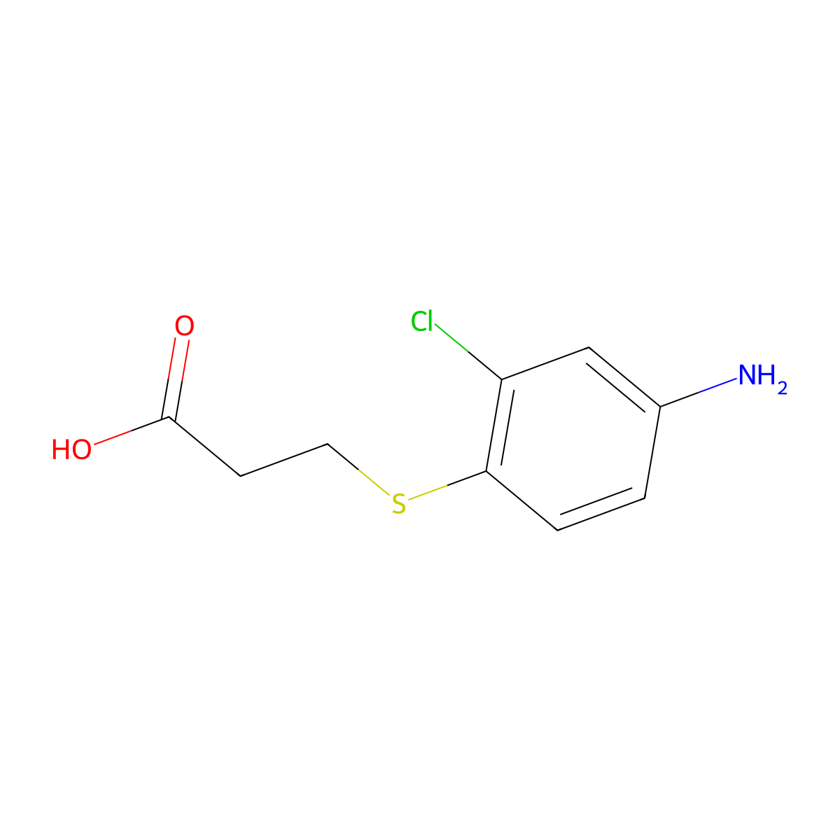 3-[(4-Amino-2-chlorophenyl)sulfanyl]propanoic acid molecular structure, CAS 1292966-48-3