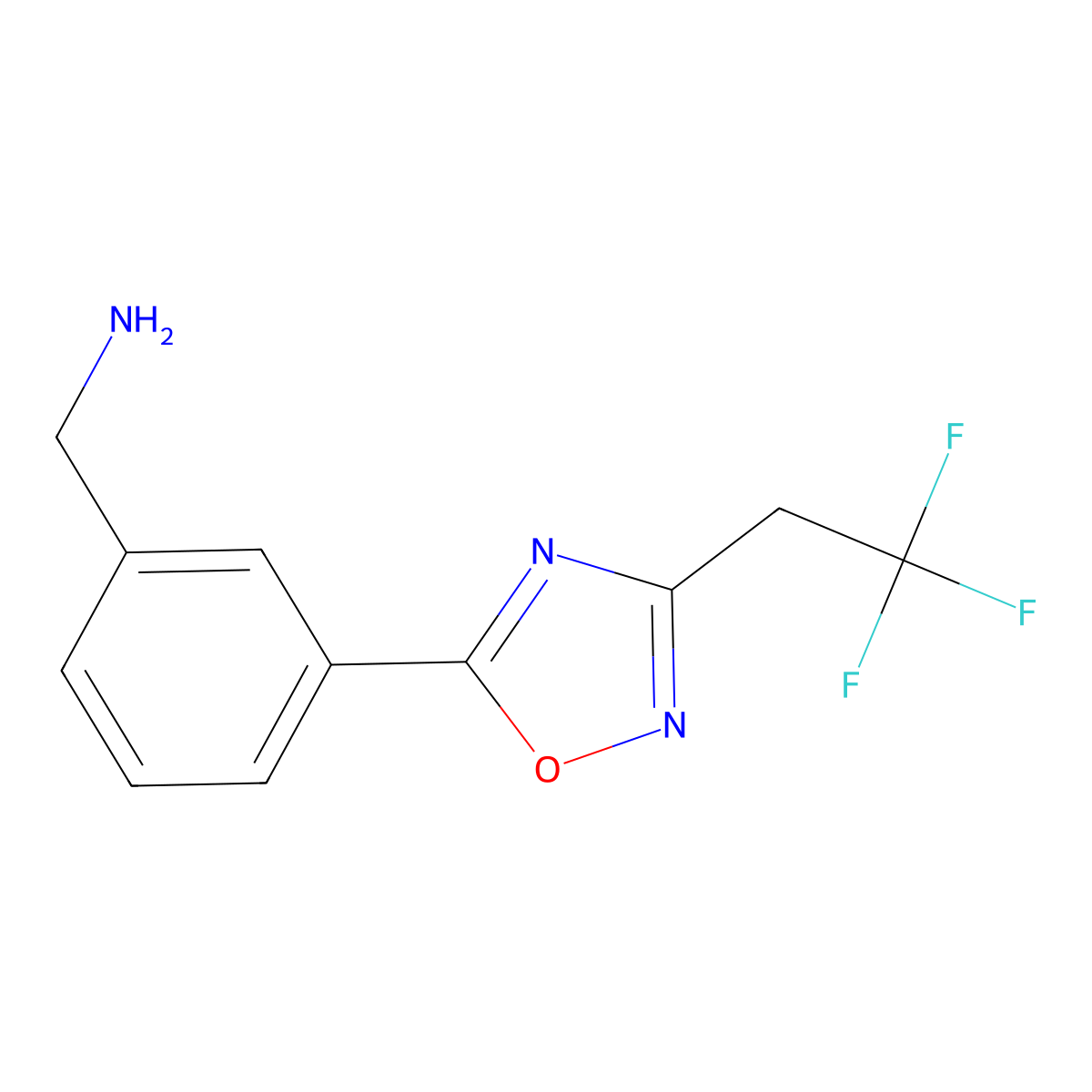 {3-[3-(2,2,2-Trifluoroethyl)-1,2,4-oxadiazol-5-yl]phenyl}methanamine molecular structure, CAS 1292971-61-9