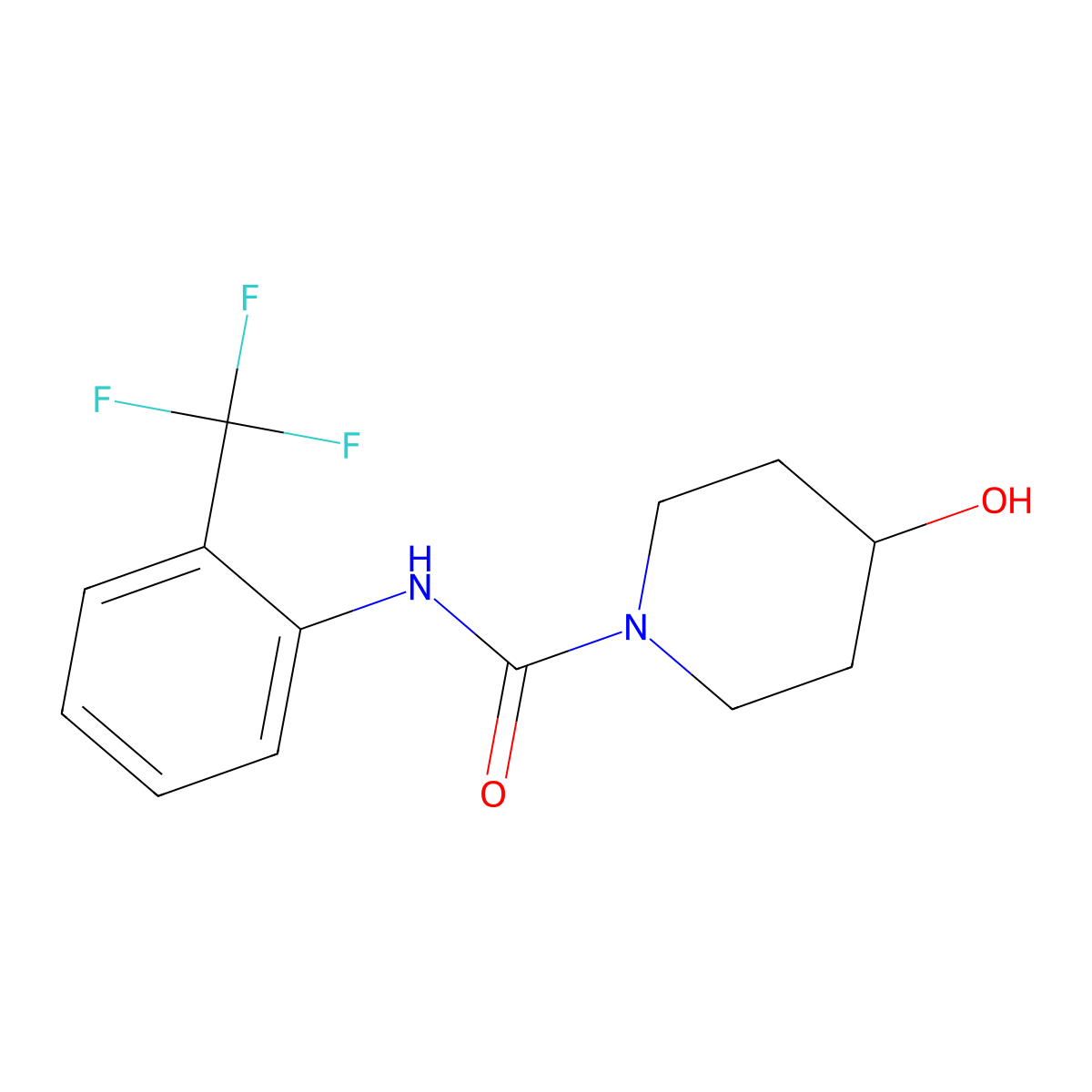 4-hydroxy-N-[2-(trifluoromethyl)phenyl]piperidine-1-carboxamide molecular structure, CAS 1292979-09-9