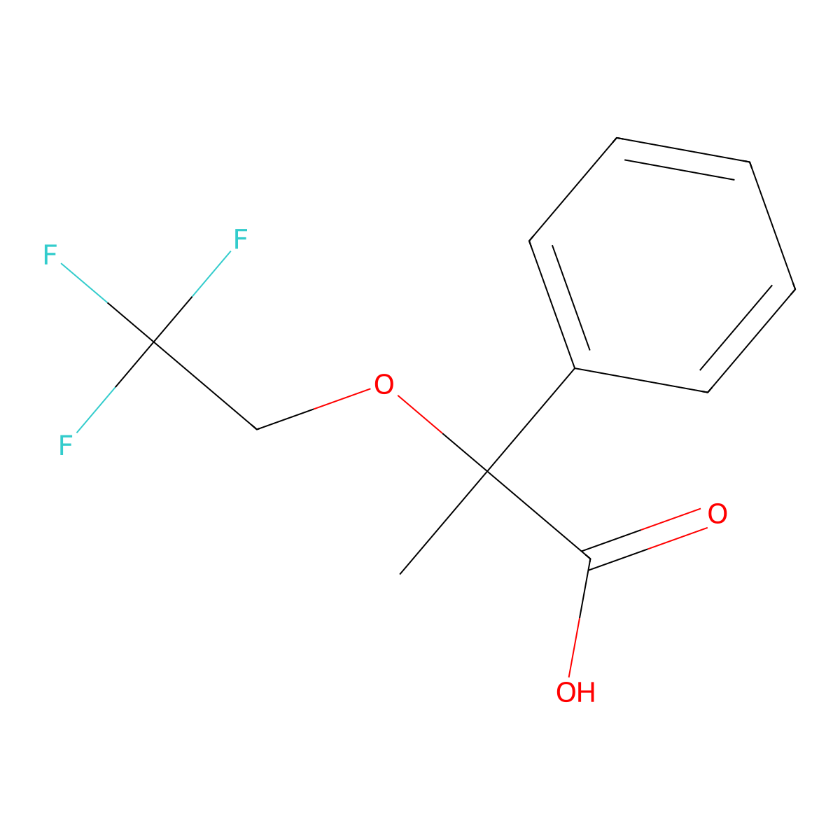 2-Phenyl-2-(2,2,2-trifluoroethoxy)propanoic acid molecular structure, CAS 1293016-44-0