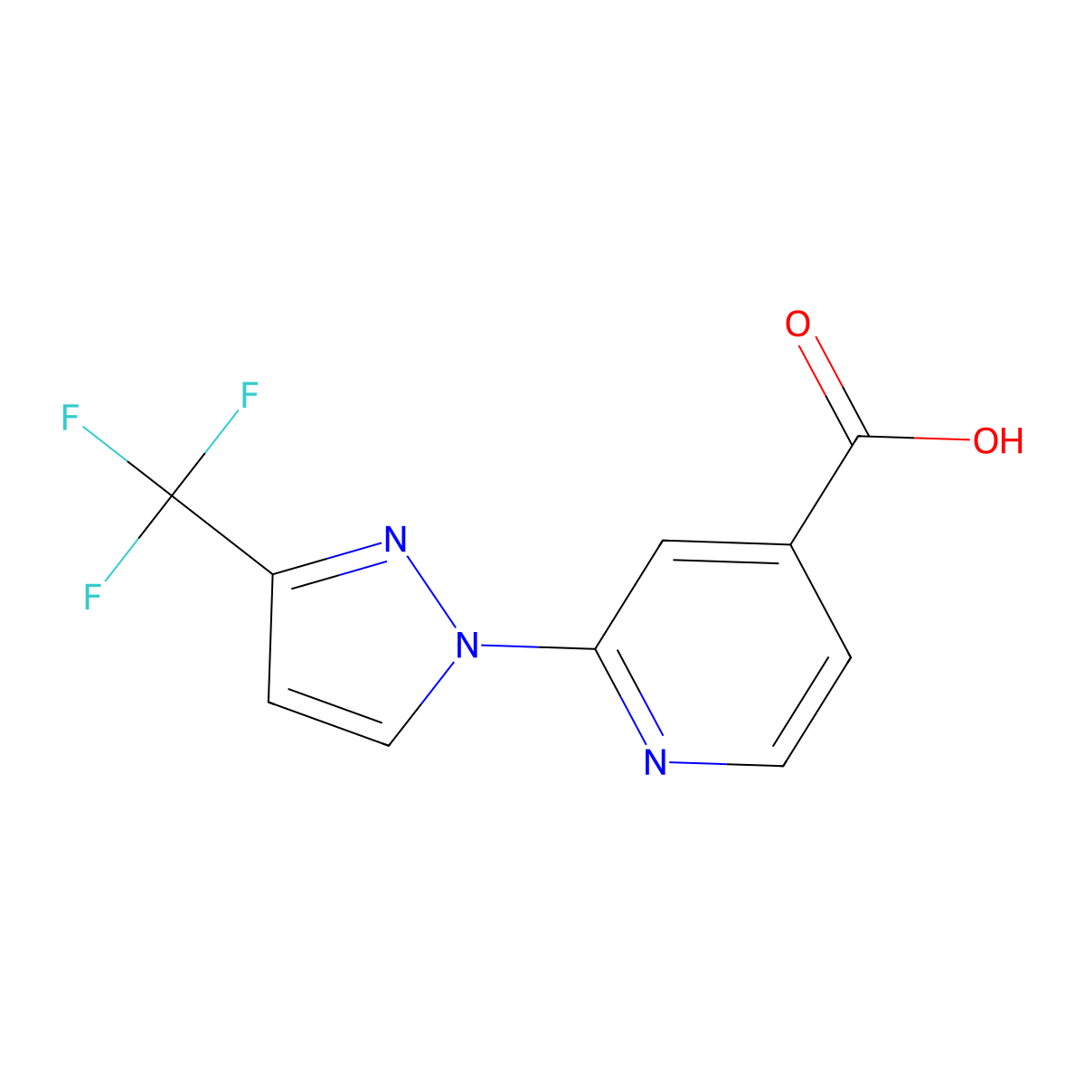 2-[3-(trifluoromethyl)-1H-pyrazol-1-yl]pyridine-4-carboxylic acid molecular structure, CAS 1293020-44-6