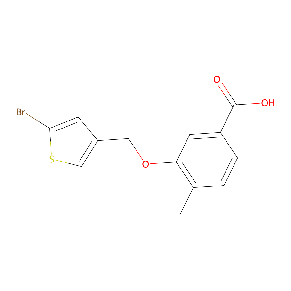 3-[(5-Bromothiophen-3-yl)methoxy]-4-methylbenzoic acid molecular structure, CAS 1293039-30-1
