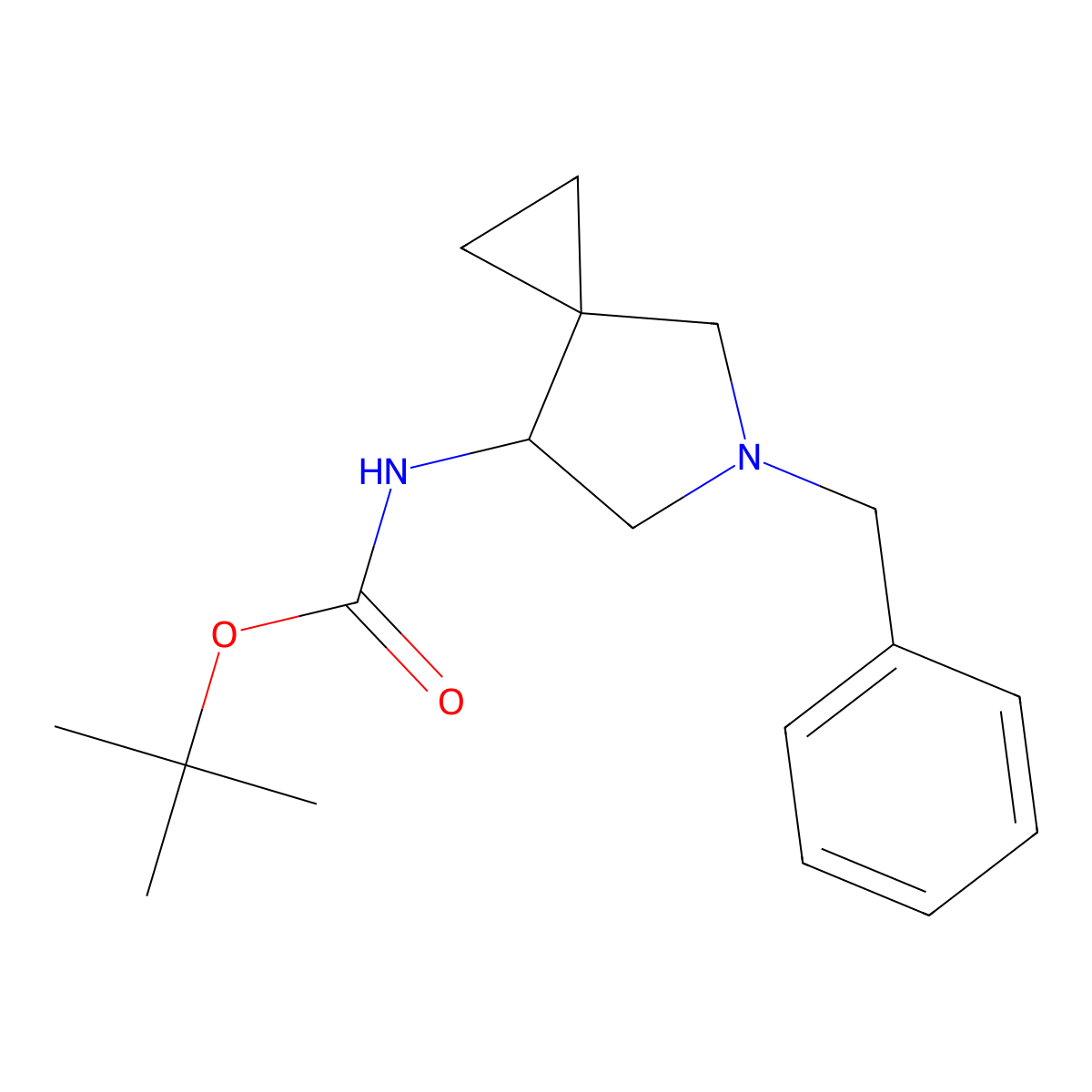 7-Tert-butoxycarbonylamino-5-benzyl-5-azaspiro[2,4]heptane molecular structure, CAS 129306-13-4