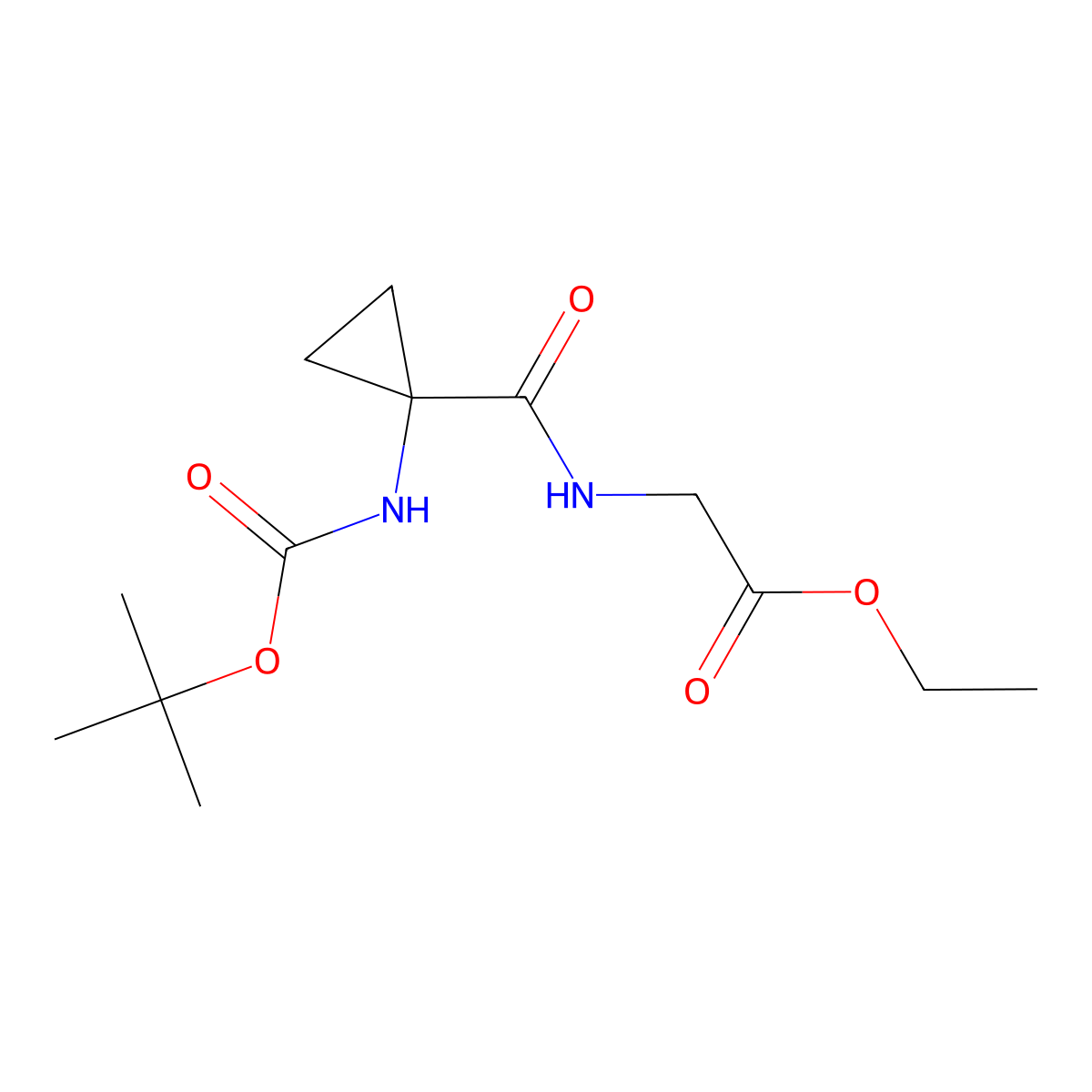 [(1-tert-Butoxycarbonylamino-cyclopropanecarbonyl)-amino]-acetic acid ethyl ester molecular structure, CAS 129306-15-6
