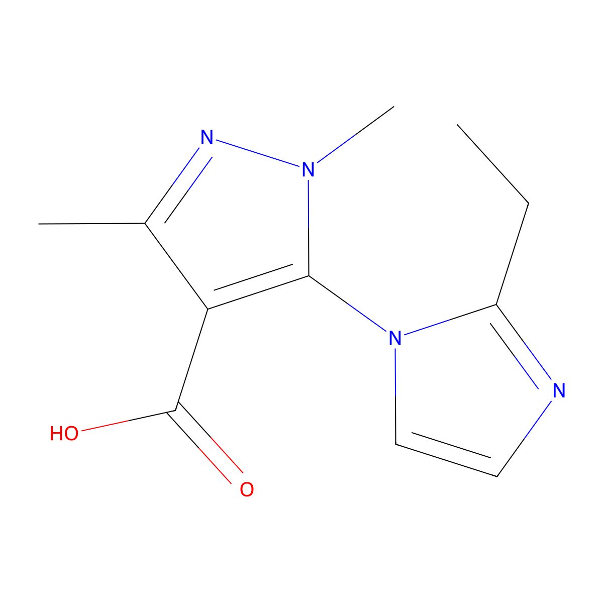 5-(2-ethyl-1H-imidazol-1-yl)-1,3-dimethyl-1H-pyrazole-4-carboxylic acid molecular structure, CAS 1293064-74-0