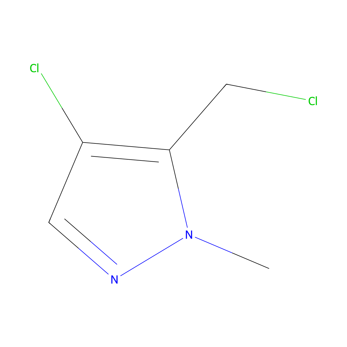 4-chloro-5-(chloromethyl)-1-methyl-1H-pyrazole molecular structure, CAS 129308-95-8
