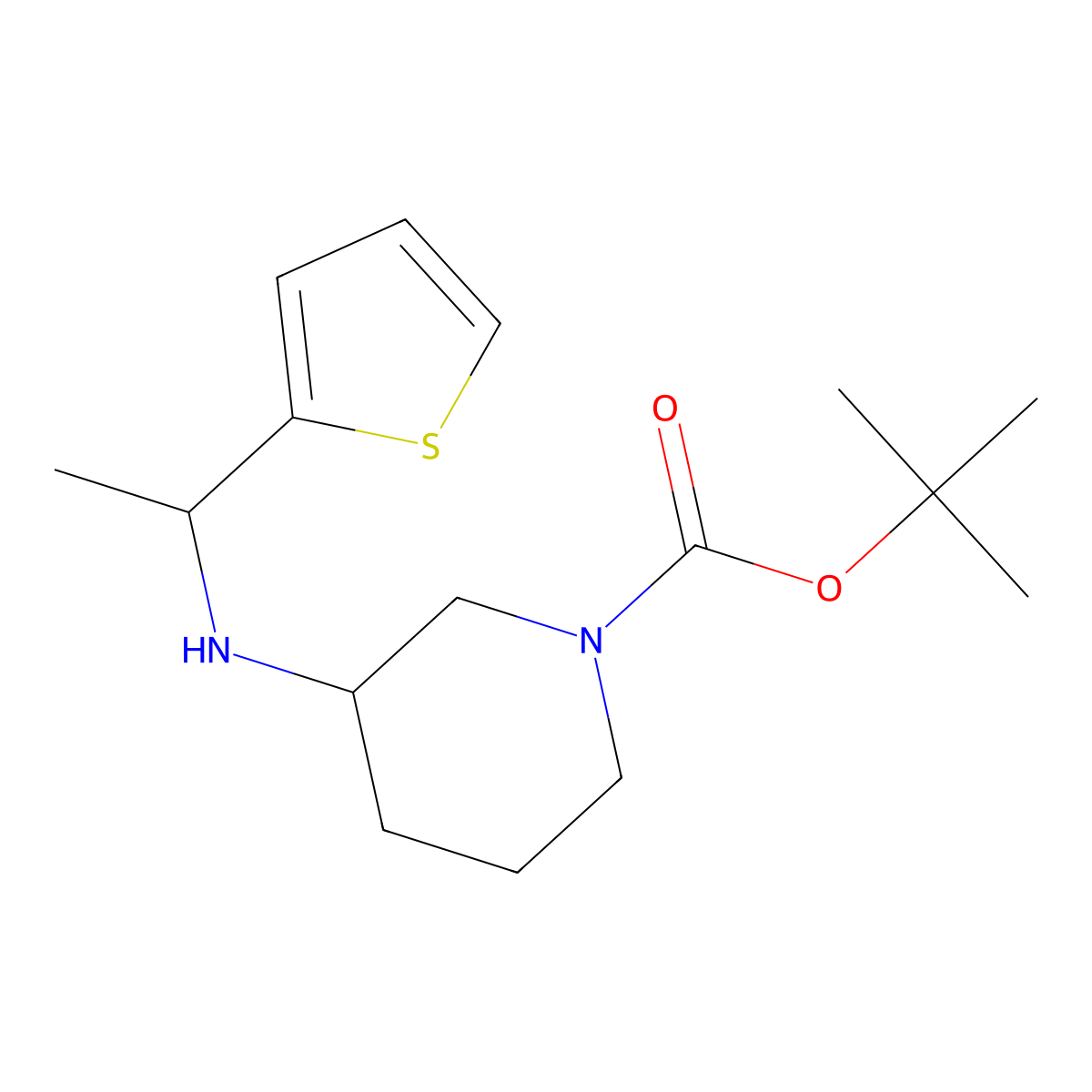 tert-Butyl 3-((1-(thiophen-2-yl)ethyl)amino)piperidine-1-carboxylate molecular structure, CAS 1293127-40-8