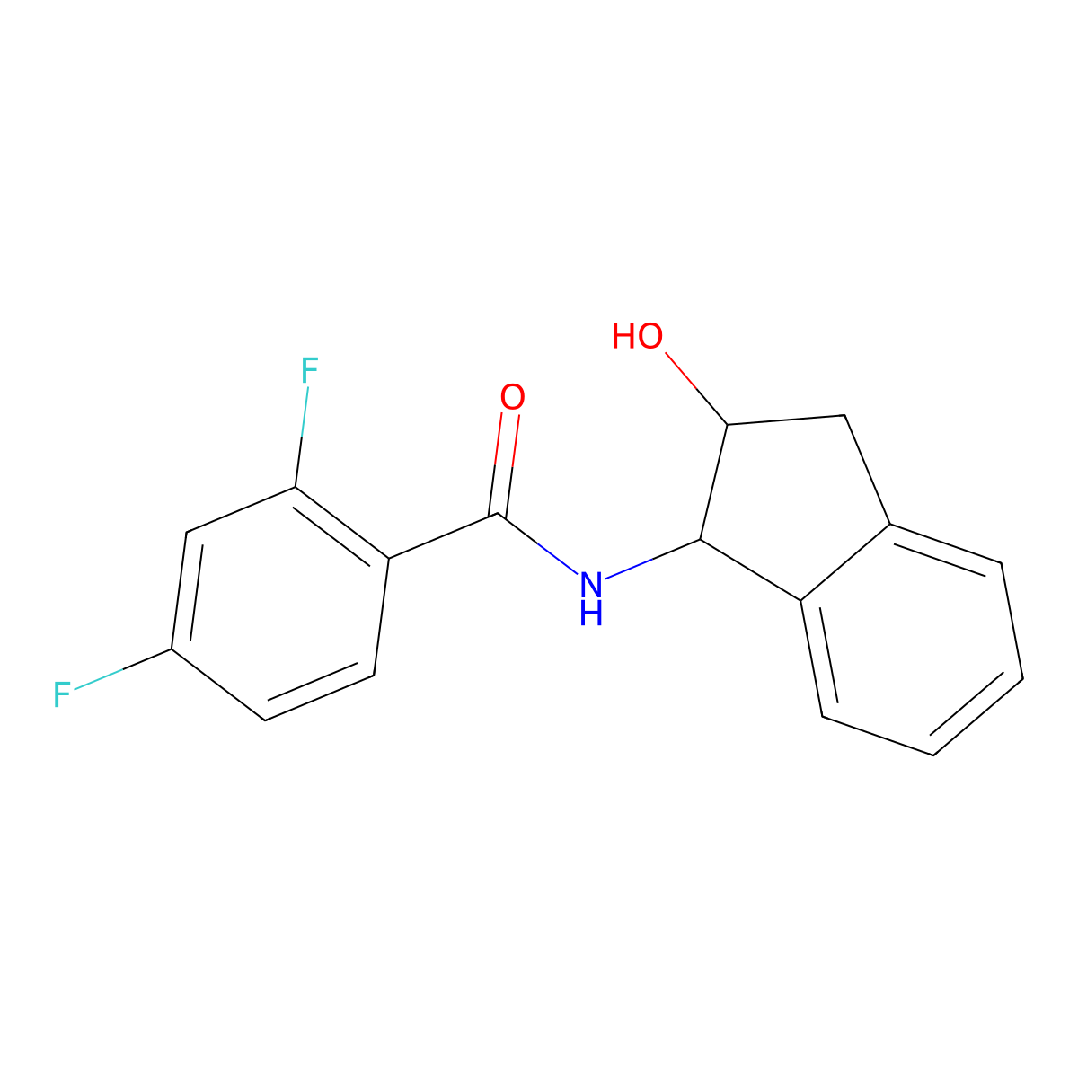 2,4-difluoro-N-(2-hydroxy-2,3-dihydro-1H-inden-1-yl)benzamide molecular structure, CAS 1293136-06-7