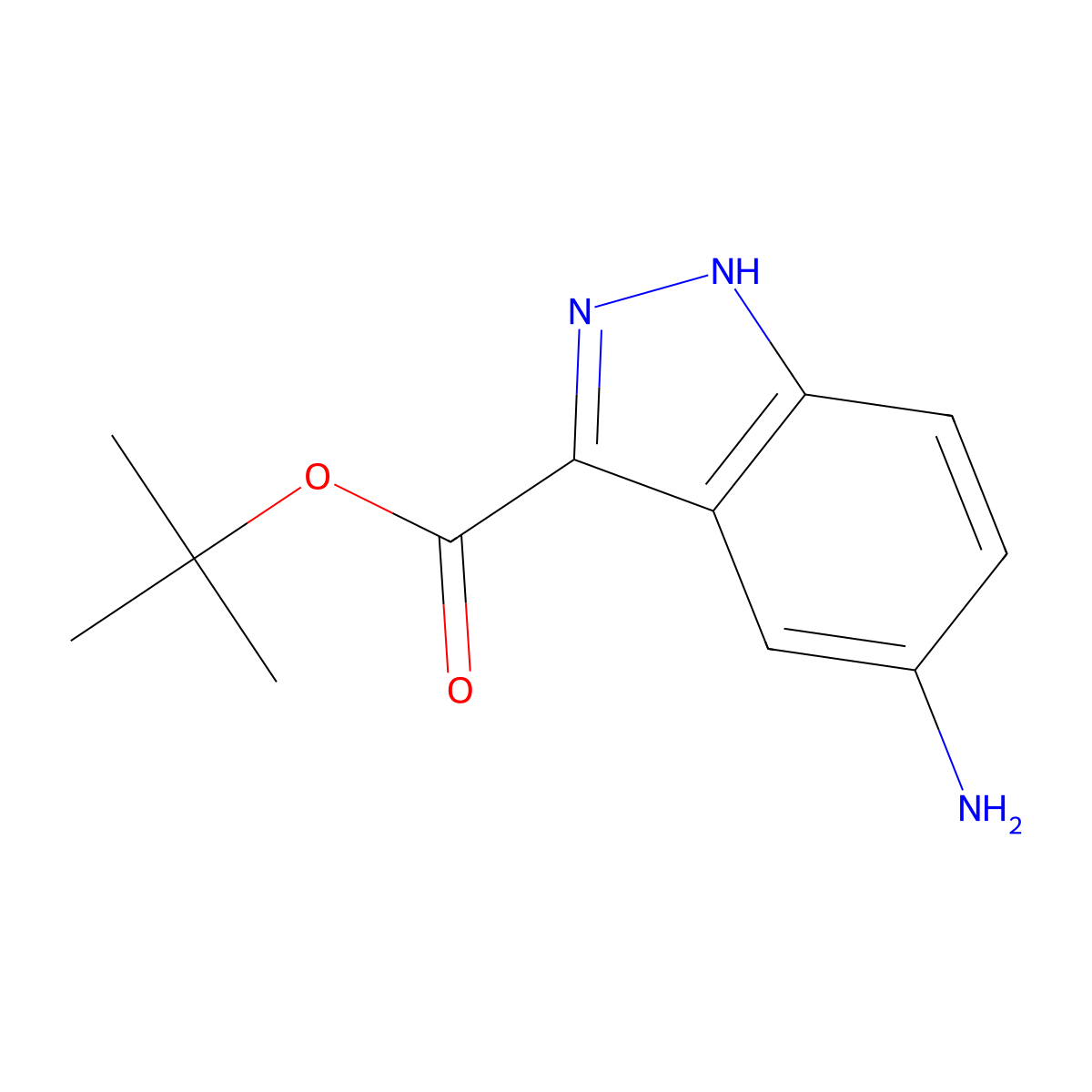 tert-butyl 5-amino-1H-indazole-3-carboxylate molecular structure, CAS 1293162-98-7