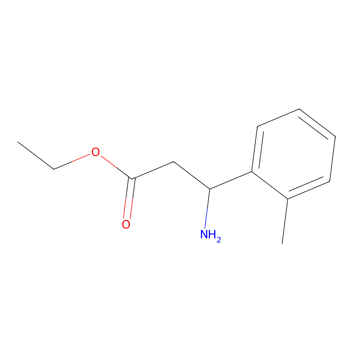 ethyl (3S)-3-amino-3-(2-methylphenyl)propanoate molecular structure, CAS 1293174-92-1