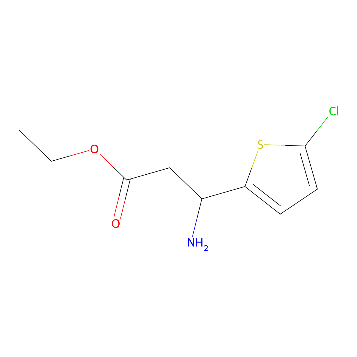 Ethyl (r)-3-amino-3-(5-chlorothiophen-2-yl)propanoate molecular structure, CAS 1293175-03-7