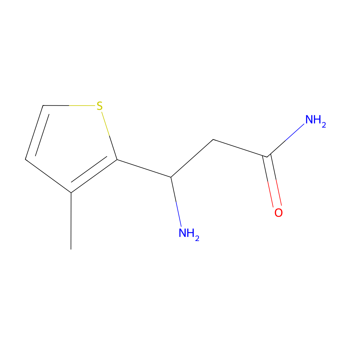 (3S)-3-Amino-3-(3-methylthiophen-2-YL)propanamide molecular structure, CAS 1293175-07-1