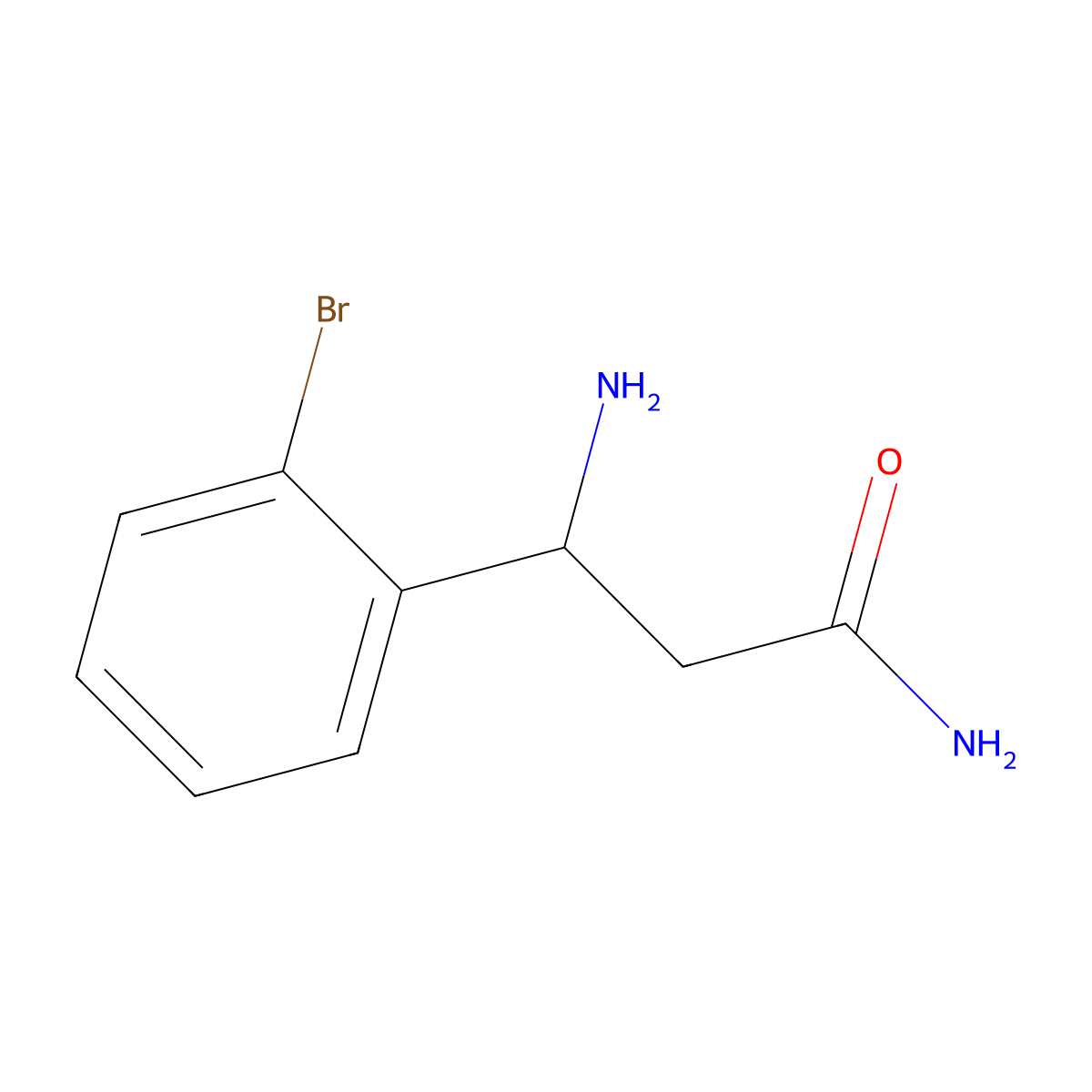 (3S)-3-Amino-3-(2-bromophenyl)propanamide molecular structure, CAS 1293175-15-1