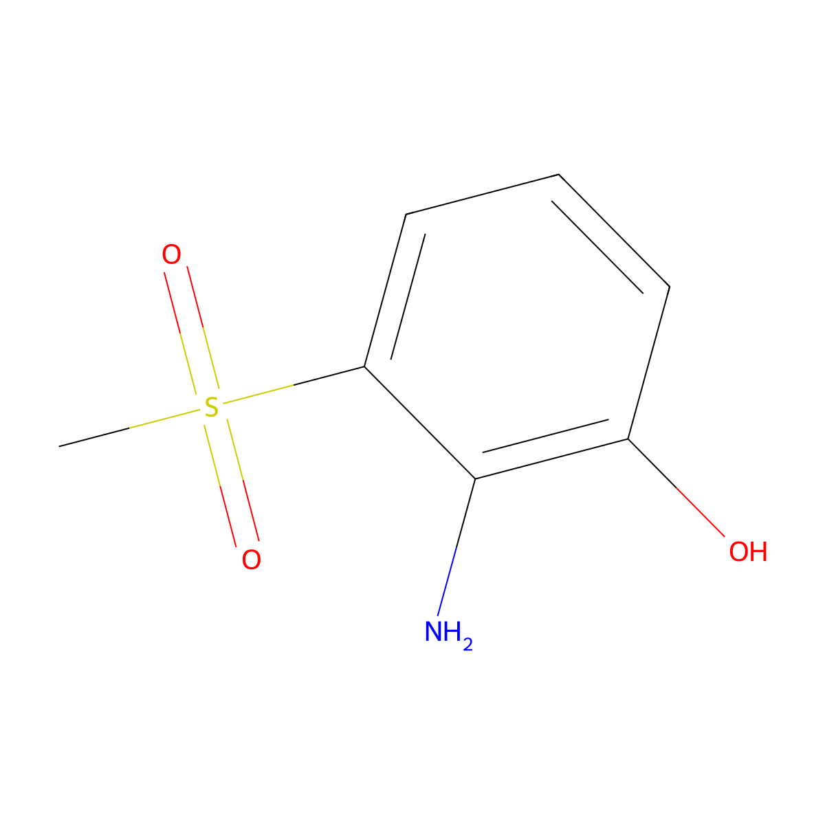 2-Amino-3-(methylsulfonyl)phenol molecular structure, CAS 129318-50-9