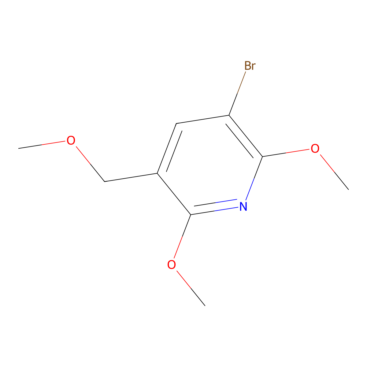 Pyridine, 3-bromo-2,6-dimethoxy-5-(methoxymethyl)- molecular structure, CAS 129319-26-2