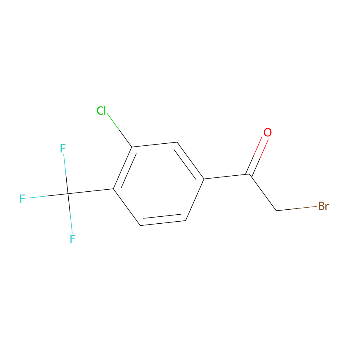 2-Bromo-3'-chloro-4'-(trifluoromethyl)acetophenone molecular structure, CAS 129322-86-7