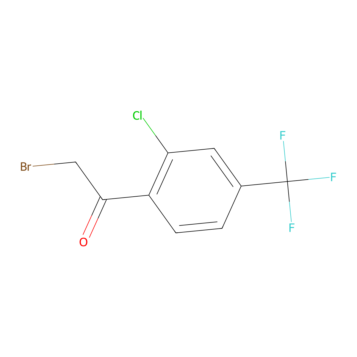 2-Bromo-1-[2-chloro-4-(trifluoromethyl)phenyl]ethanone molecular structure, CAS 129322-87-8